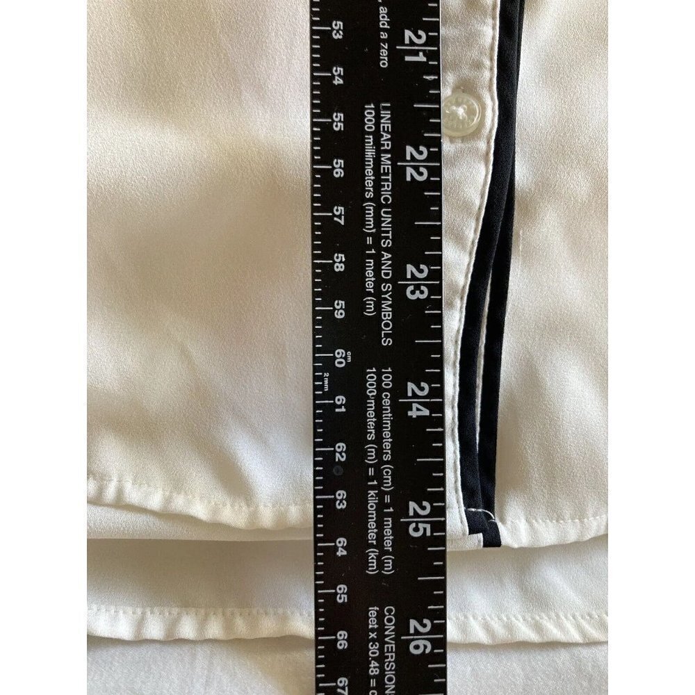 Express The Portofino Shirt Medium Ivory Black Piping Button Up Blouse Top - Picture 12 of 12